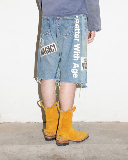 EXPOSÉ TRIPLE-WIDE DENIM SHORT