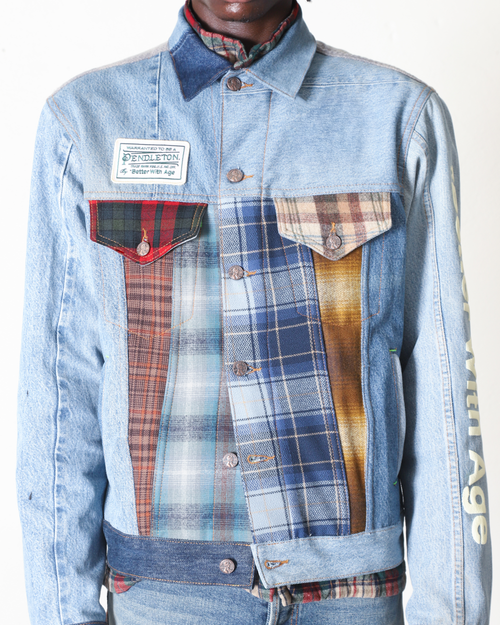 ALBANY MIXED MEDIA DENIM JACKET