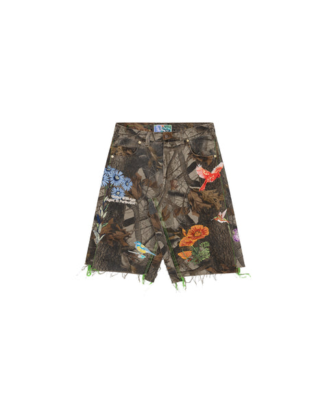 AMALIA DOUBLE-WIDE LONG CAMO SHORT