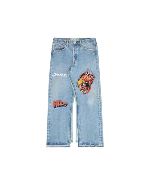 SHAM HAND-BEADED DOUBLE-WIDE DENIM