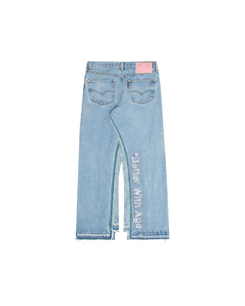 SHAM HAND-BEADED DOUBLE-WIDE DENIM