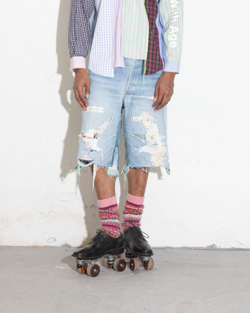 MONROE REPAIR TRIPLE-WIDE DENIM SHORT