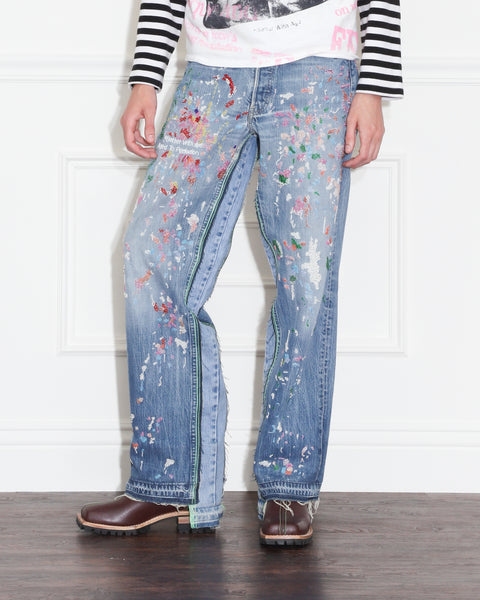 PAINTER'S HAND BEADED DOUBLE-WIDE DENIM