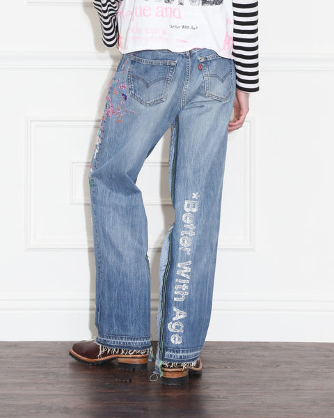 PAINTER'S HAND BEADED DOUBLE-WIDE DENIM